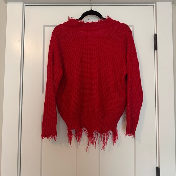 Pink Lily Red distressed sweater - Picture 3 of 5